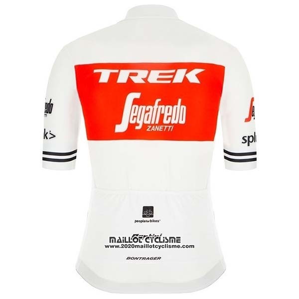 2019 Maillot Ciclismo Trek Segafredo Blanc Rouge Manches Courtes et Cuissard
